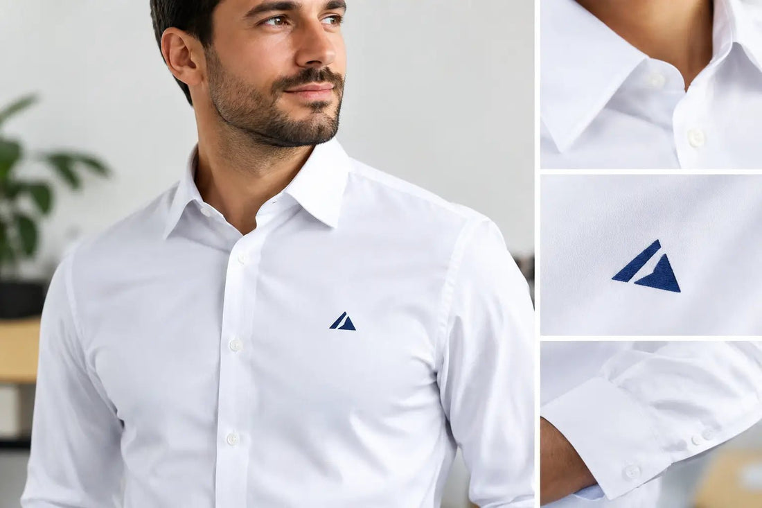 Guide placement logo sur chemise bien pensé - ComboPromo Impression et Broderie Inc.