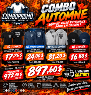 Combo automne vêtements personnalisés pour entreprise - ComboPromo Impression et Broderie Inc.